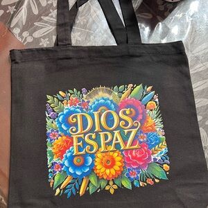 Black Floral Graphic Tote Bag